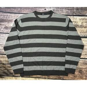 Thomas Nash Sweater Mens XL Striped Pullover Black Gray Acrylic